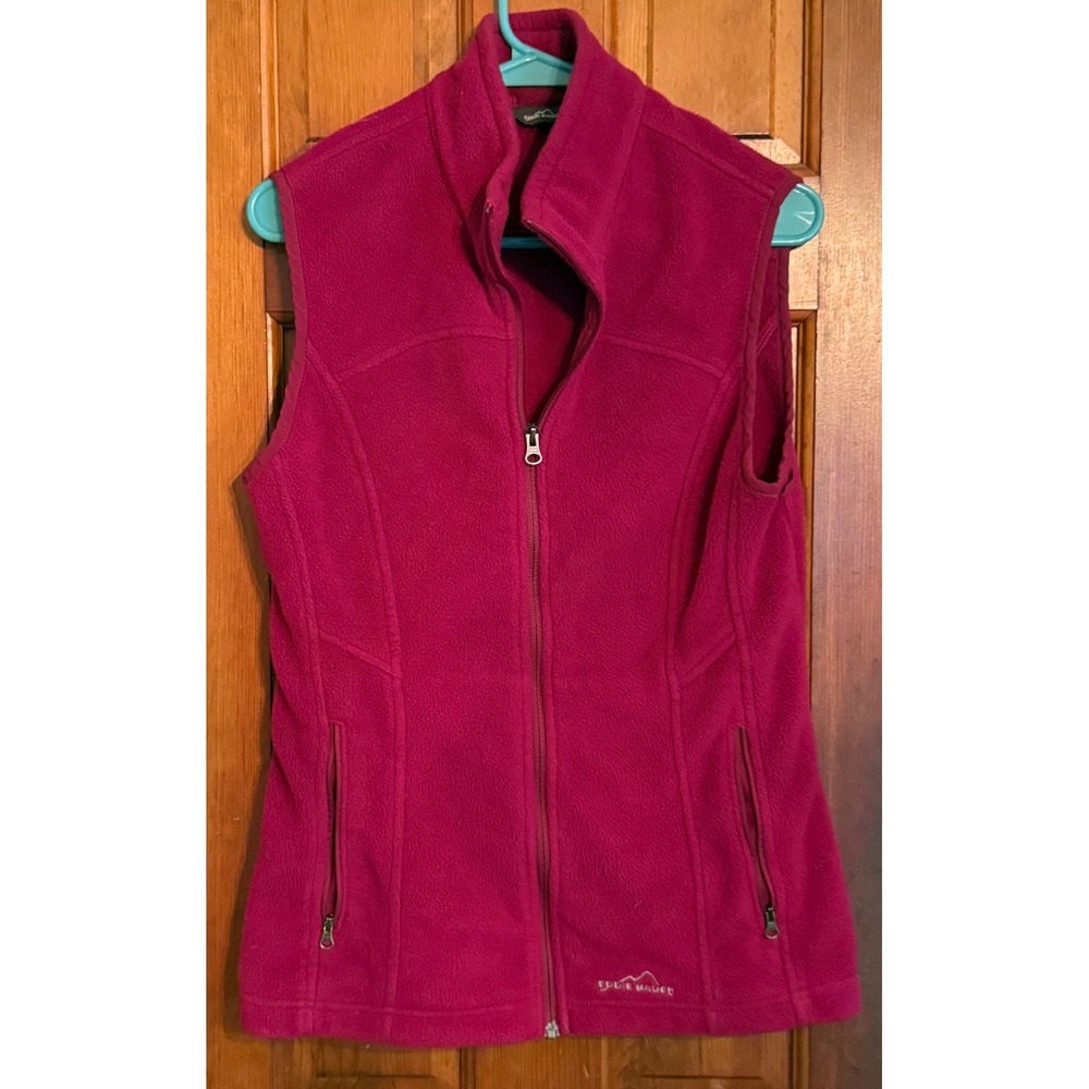 Eddie Bauer Magenta Pink Polartec Classic Fleece Full Zip Vest Womens Medium